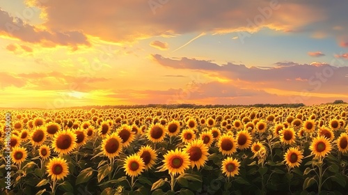 Wallpaper Mural Sunflower Field at Sunset Torontodigital.ca