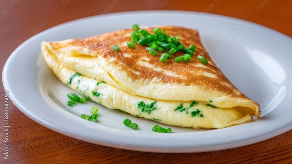 Fluffy Herb Omelet with Chives - A delicious and fluffy herb omelet, bursting with fresh chives. Perfect for breakfast, brunch, or a light lunch. Symbolizing freshness, health, simplicity, comfort Fluffy Herb Omelet with Chives - A delicious and fluffy herb omelet, bursting with fresh chives. Perfect for breakfast, brunch, or a light lunch. Symbolizing freshness, health, simplicity, comfort
