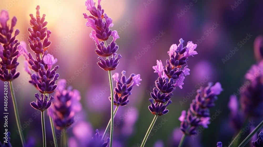 Fototapeta premium Lavender Flowers in Bloom with Sunlight