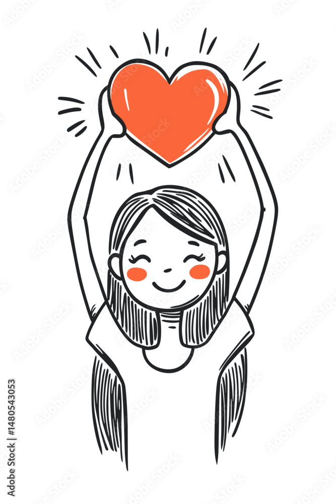 Obraz premium Happy child celebrating love in a playful style