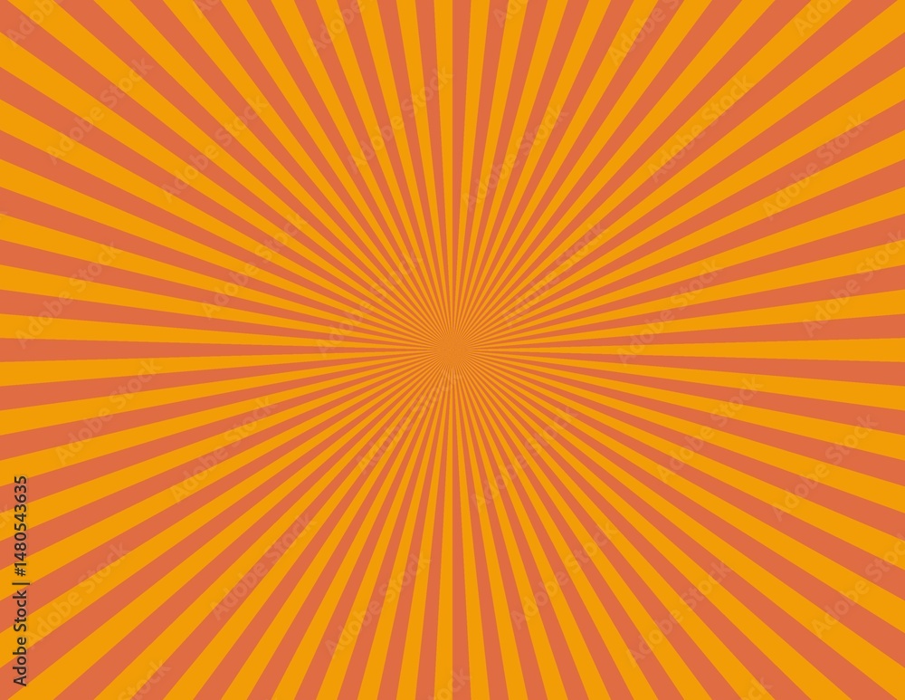 Energetic orange radial sunburst pattern with vibrant rays converging at the center. This abstract design is ideal for creative graphics, backgrounds, or vibrant promotional materials needing a dynami Energetic orange radial sunburst pattern with vibrant rays converging at the center. This abstract design is ideal for creative graphics, backgrounds, or vibrant promotional materials needing a dynami