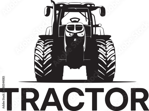 Black And White Tractor Silhouette For Farming And Agriculture