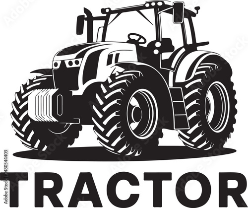 Black And White Tractor Silhouette For Farming And Agriculture