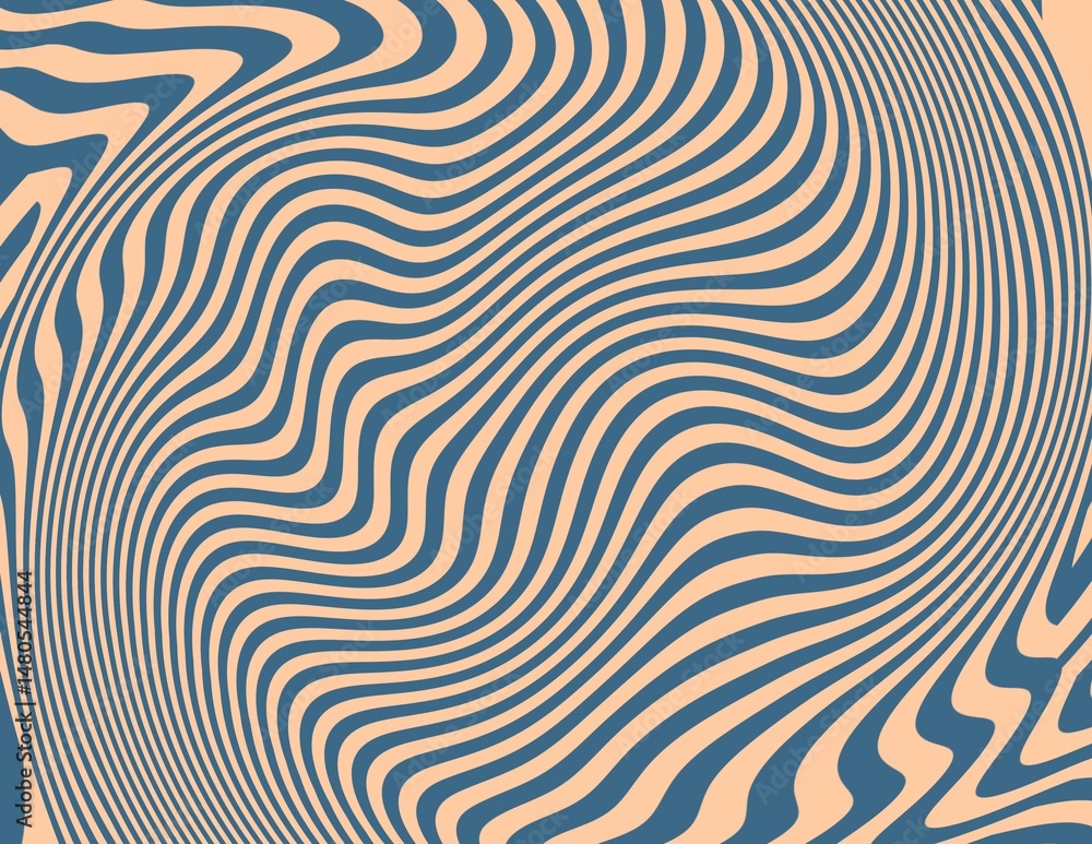 Naklejka premium Dynamic abstract artwork showcasing flowing blue lines against a beige background. A versatile design suitable for modern digital presentations, backgrounds, or creative projects.