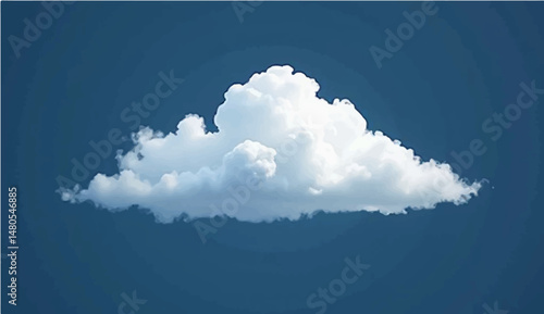 Fluffy white clouds in a bright blue sky with hints of dark blue, creating a peaceful cloudscape on a summer day