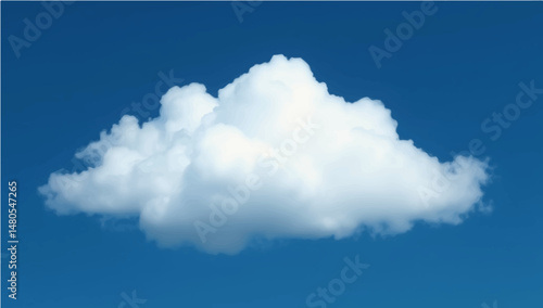 Fluffy white clouds in a bright blue sky with hints of dark blue, creating a peaceful cloudscape on a summer day