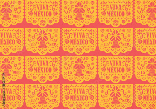 fondo papel picado fiesta patria viva México