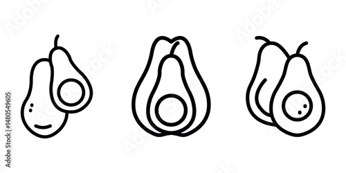 avocado outline or line icon design bundle.