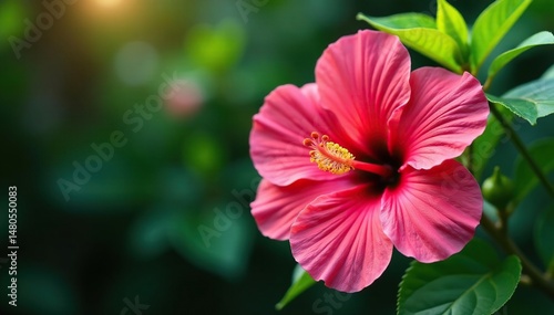 Wallpaper Mural Intricate hibiscus blossoms, vibrant petals, lush green leaves , tropical, pattern, seamless Torontodigital.ca