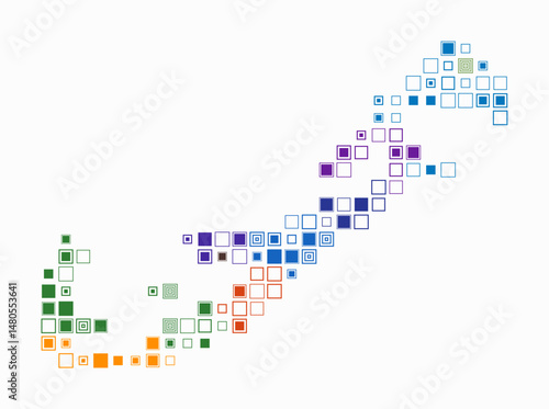 Bermuda, shape of the country build of colored cells. Digital style map of the Bermuda on white background. Large size square blocks. Creative vector illustration.
