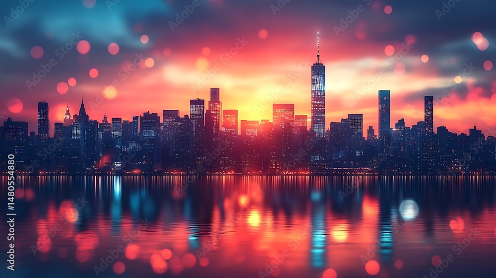Twilight cityscape with golden reflections high resolution HD photo Twilight cityscape with golden reflections high resolution HD photo