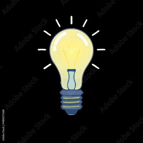 Illuminated Idea: An illustration of a glowing light bulb, radiating bright beams, signifies a moment of innovation and inspiration.