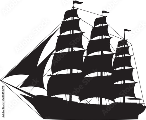 Silhouette of Shipping Vessels: This captivating image showcases an assortment of cargo ships. The stark silhouettes emphasize the sleekness of each vessel