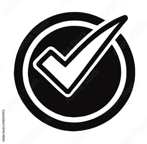 Check mark icon in circular outline for affirmative action  
