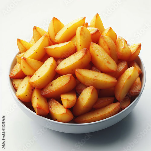 Golden French Fries in a White Bowl with Copy Space Representing Comfort Food and Crispy Texture
