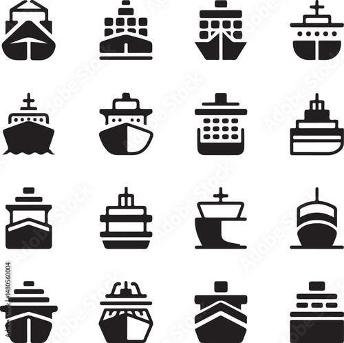 Silhouette of Shipping Vessels: This captivating image showcases an assortment of cargo ships. The stark silhouettes emphasize the sleekness of each vessel
