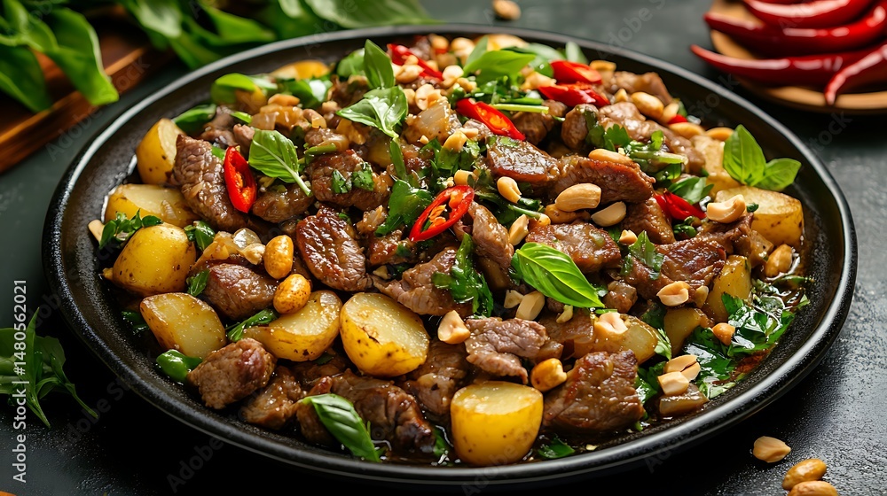 Beef Stir-Fry with Potatoes, Peanuts, and Herbs Beef Stir-Fry with Potatoes, Peanuts, and Herbs