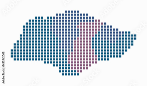Singapore dotted map. Digital style map of the country on white background. Singapore shape with square dots. Colored dots style. Large size squares. Awesome vector illustration.