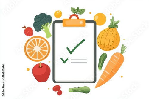 Healthy Eating Checklist with Fruits and Vegetables