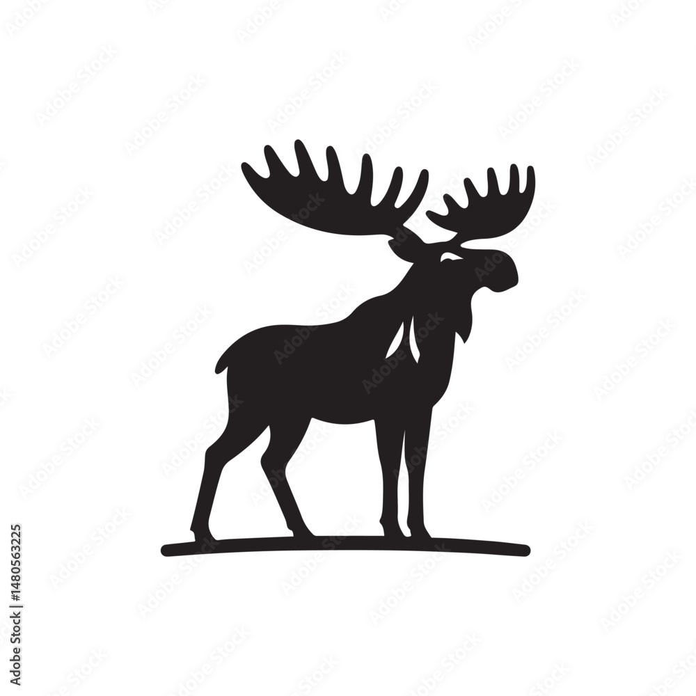 Fototapeta premium moose vector silhouette clip art logo design illustration