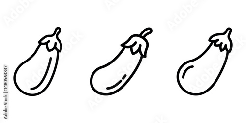 eggplant outline or line icon design bundle.