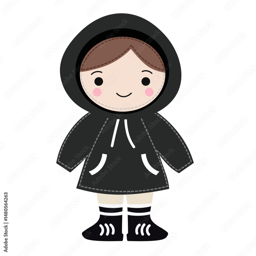 Fototapeta premium girl in black doll vector image no background
