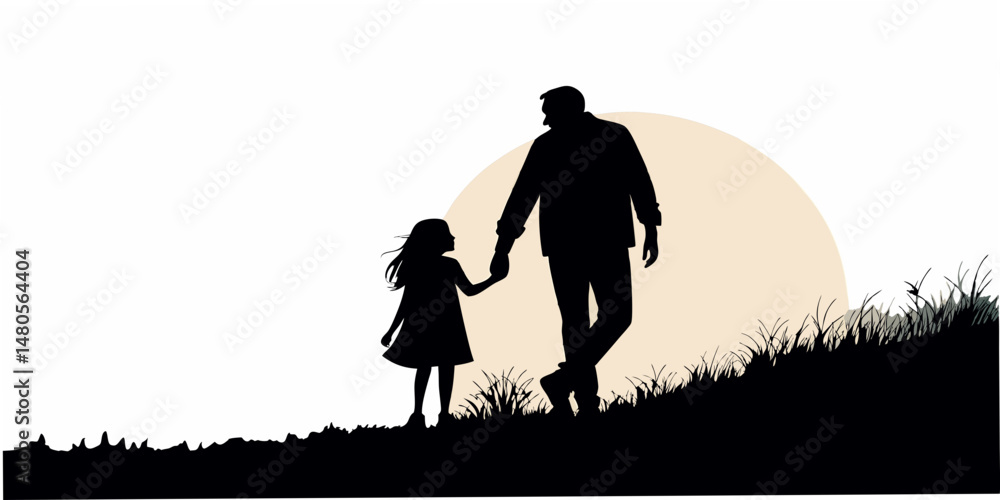 Fototapeta premium Father and daughter walking together for father's day