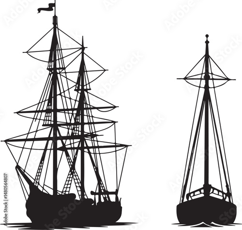 Silhouette of Shipping Vessels: This captivating image showcases an assortment of cargo ships. The stark silhouettes emphasize the sleekness of each vessel