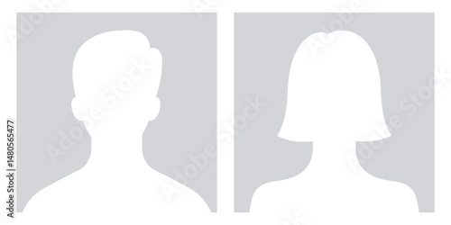 Social network avatar. Default avatar profile icon. Man and woman avatar profile. Male and Female face icons.