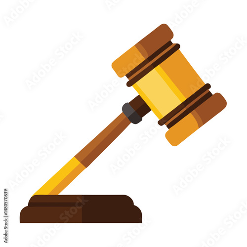 Wooden gavel and hammer, along with books, represent law and justice as office symbols and work tools