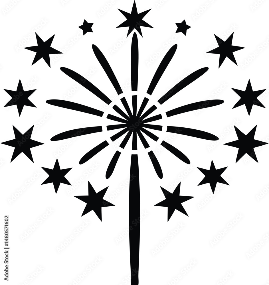 Fototapeta premium Fireworks Celebration Icon Vector Illustration