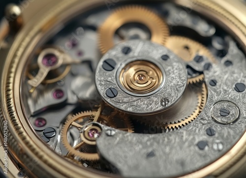 Wallpaper Mural Watch Mechanism Close-up Gold Gears, Screws, and Intricate Design Torontodigital.ca