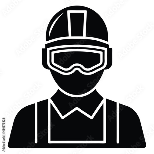 factory worker element isolated safety goggles on white background 