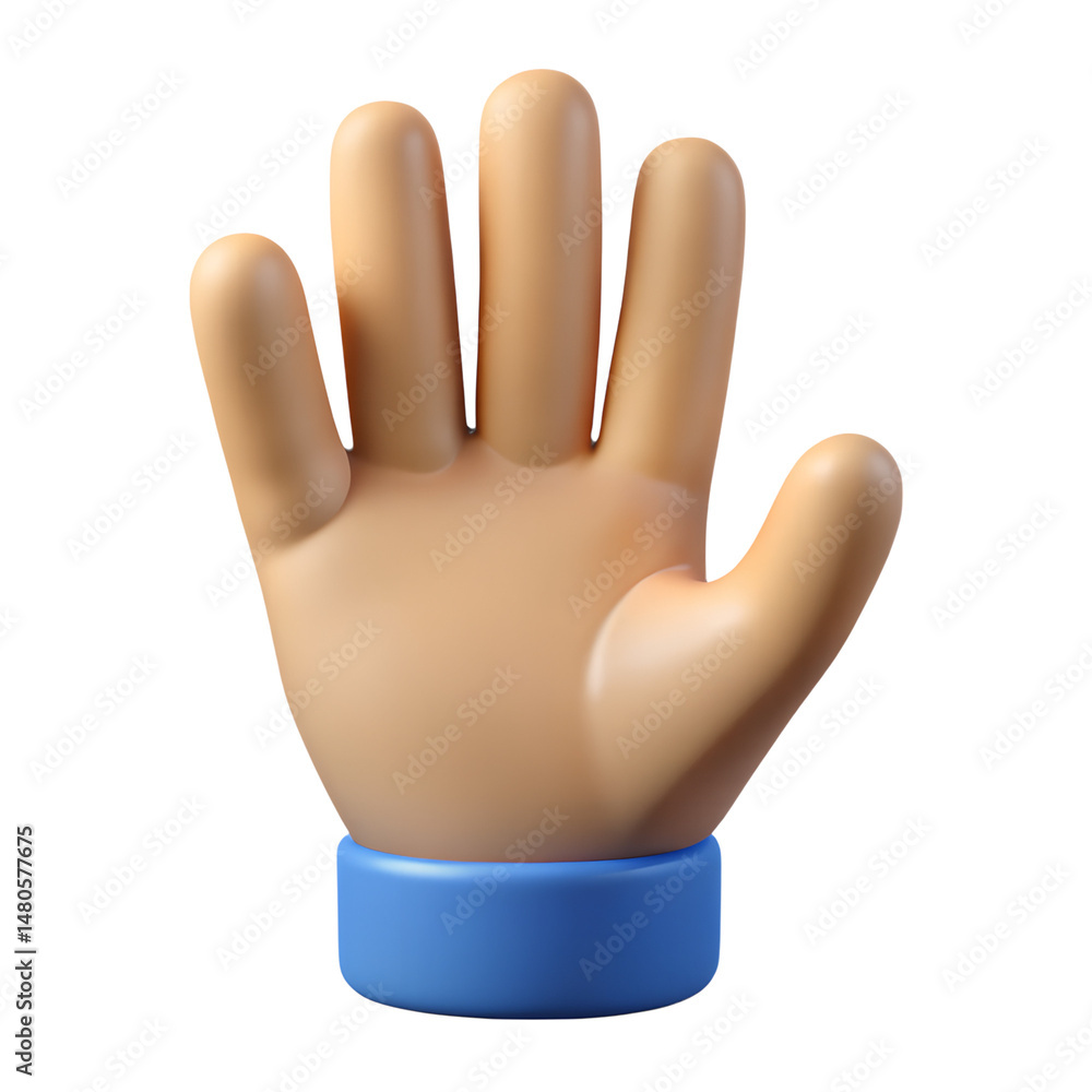 Cartoon 3D Hand Gesture Stop Sign Open Palm Cartoon 3D Hand Gesture Stop Sign Open Palm