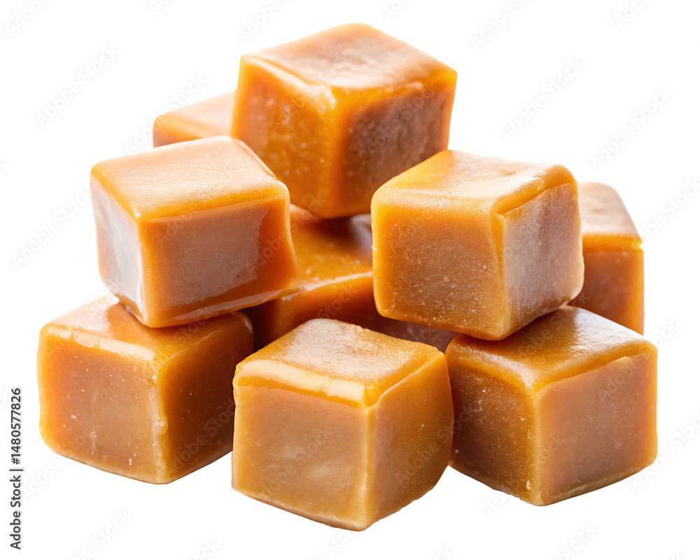 caramel cubes isolated on white background, PNG caramel cubes isolated on white background, PNG