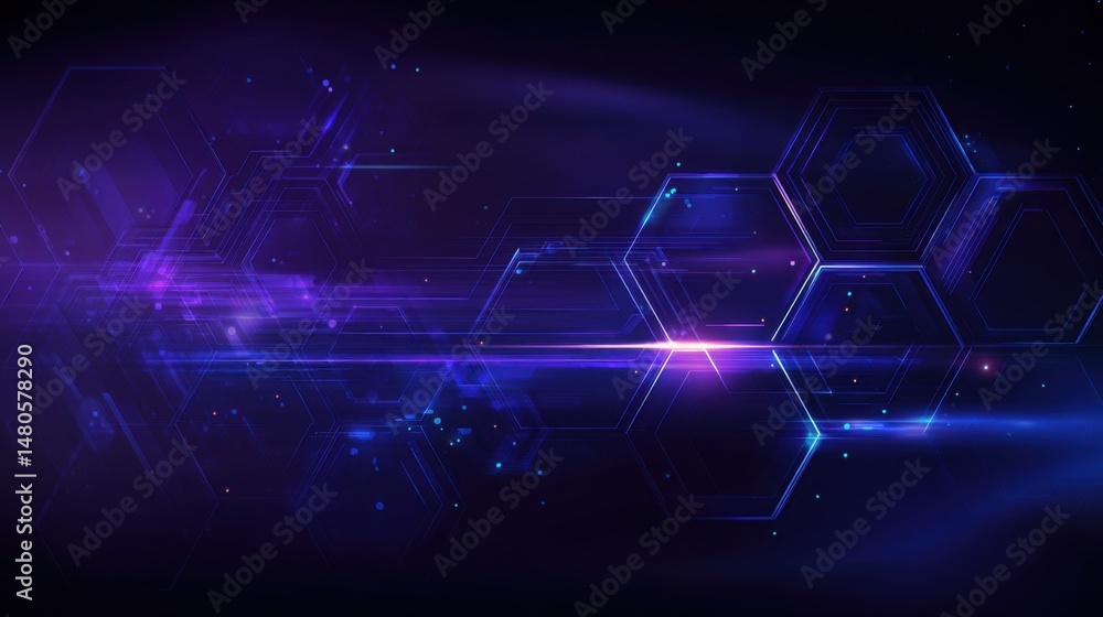 Fototapeta premium Abstract Technology Background with Hexagons and Lines in Blue and Purple Tones Futuristic Design for Digital Projects