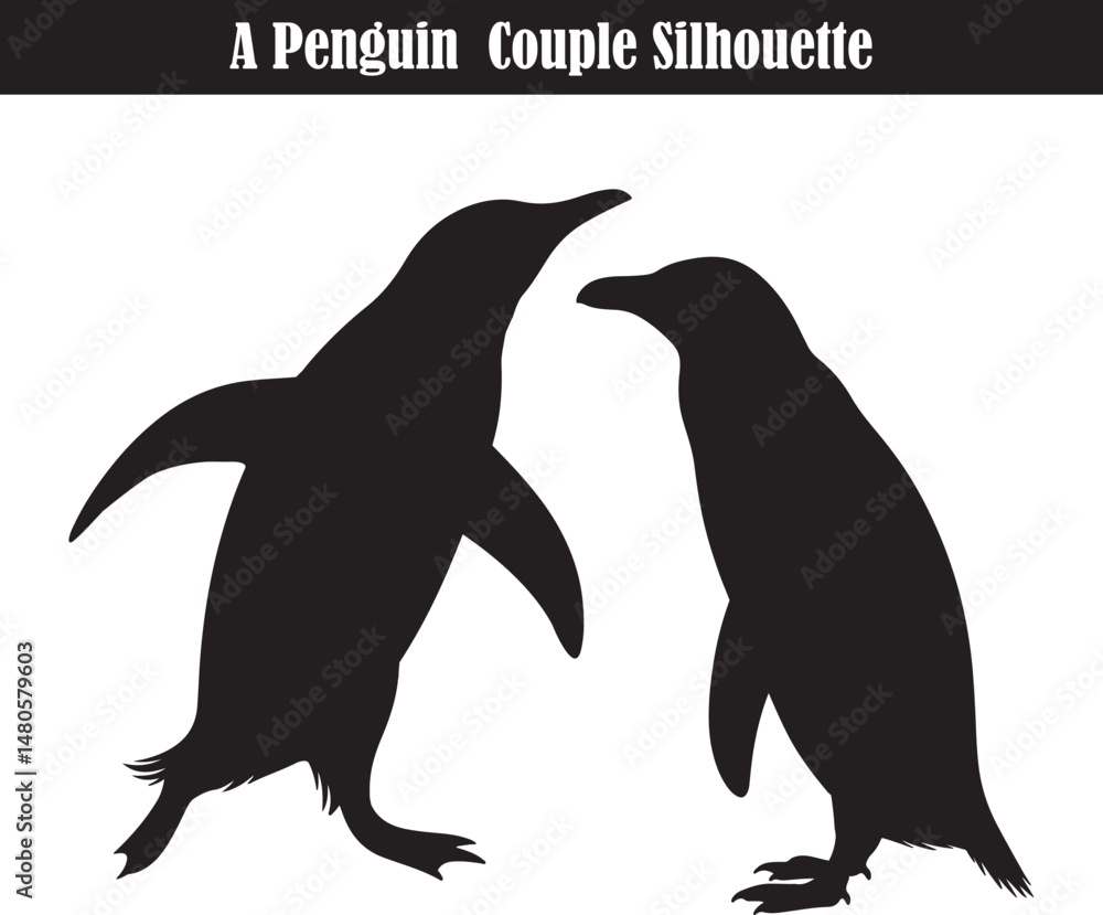Fototapeta premium Black Penguin Silhouette - Minimalist Vector Illustration for Wildlife & Arctic Designs