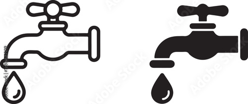 Water tap icon set. Vector illustration