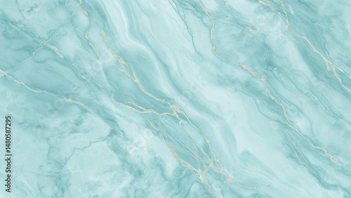 Glistening gold veins flow through soft blue marble textures, creating an elegant abstract pattern