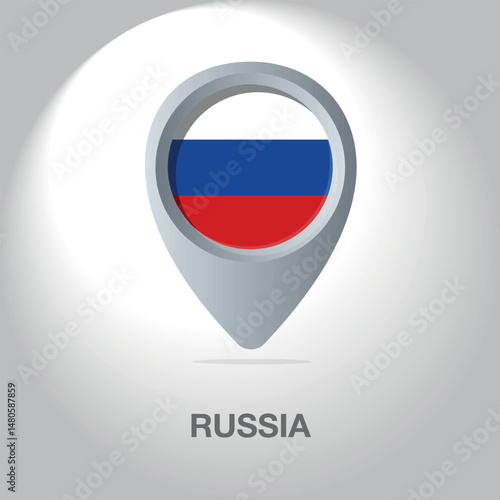 Free Download Vector illustration of the Russian flag inside the pin icon on the map. A symbolic location marker with the national colors of Russia on a white background. - GFXLoad