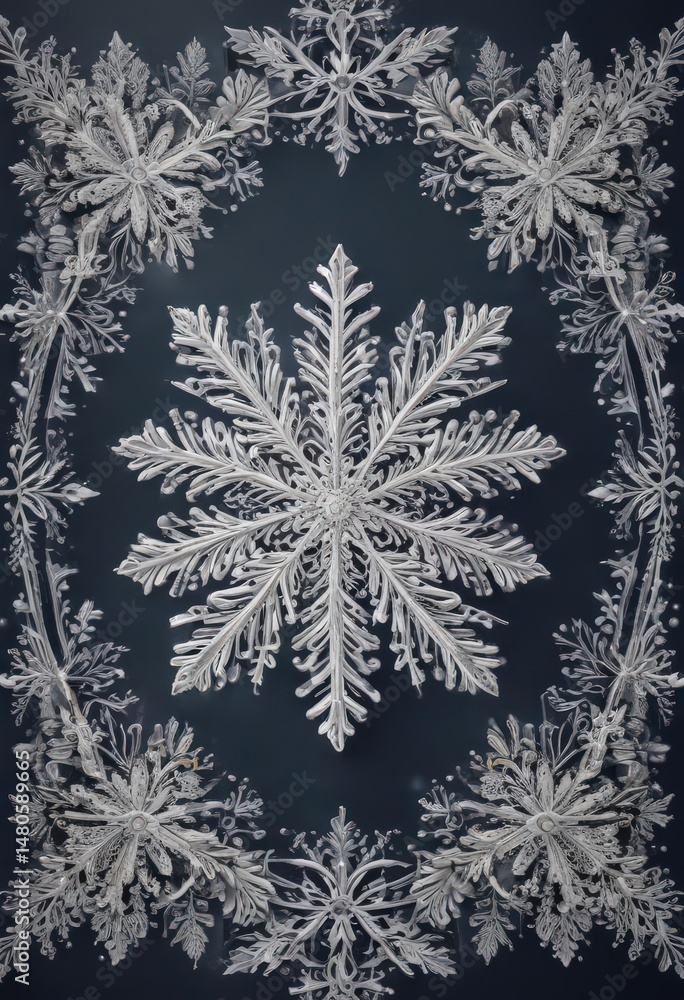 Intricate snowflake border, elegant vector design for Christmas cards , geometric, holiday Intricate snowflake border, elegant vector design for Christmas cards , geometric, holiday