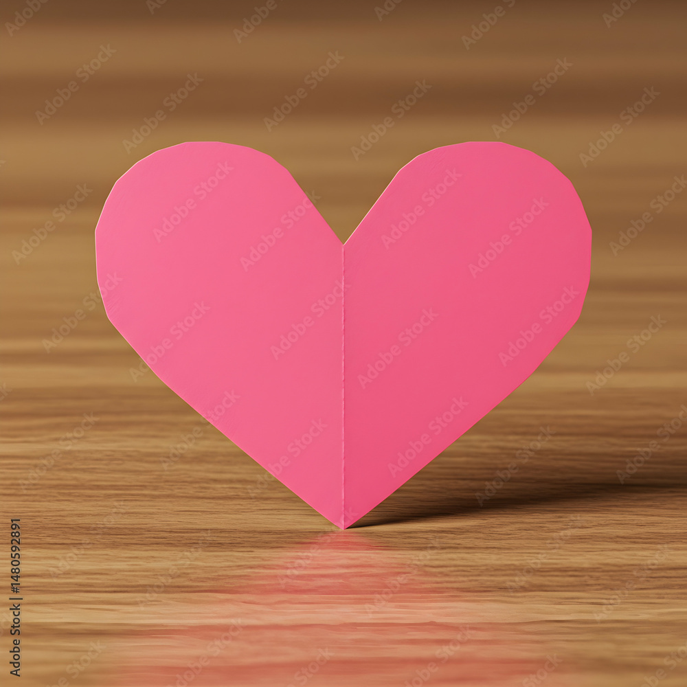 Fototapeta premium Pink Paper Heart: Love, Valentine's Day, Origami