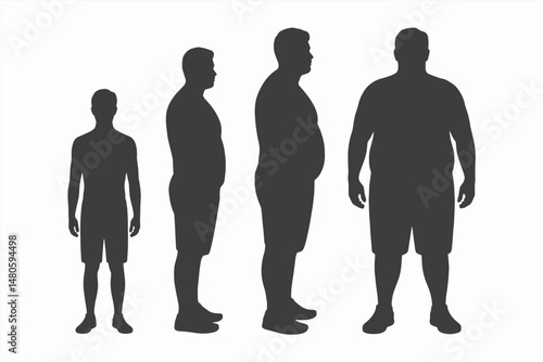 Four Male Silhouettes Showing Weight Progression Stages
