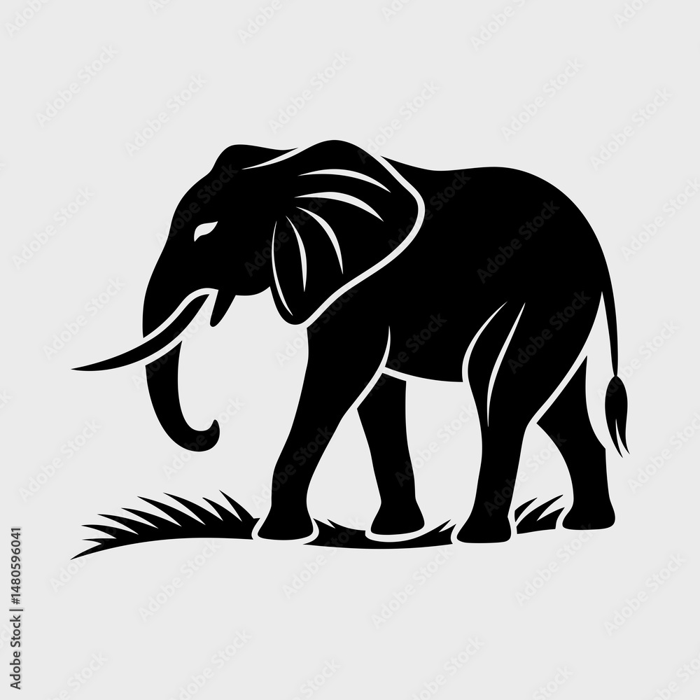 Simple Silhouette of an Elephant Walking Vector Illustration Simple Silhouette of an Elephant Walking Vector Illustration