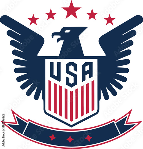 USA eagle shield| USA American eagle Banner isolated on White Background, vector illustration