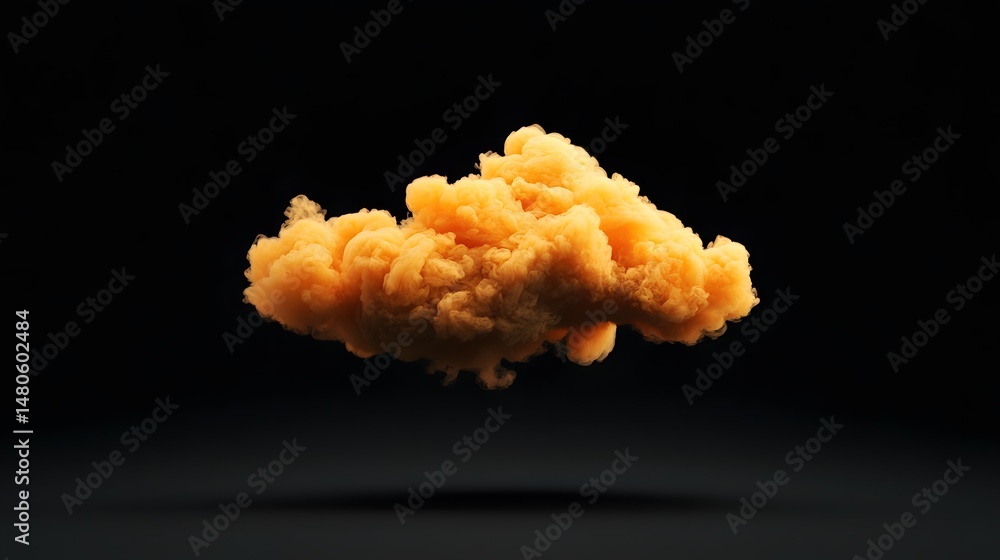 Orange Ink Cloud Floating in Dark Space Orange Ink Cloud Floating in Dark Space