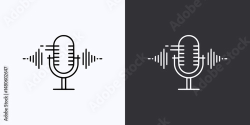 Podcast Icon – Vector Silhouette – Black and White Preview