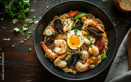 Wallpaper Mural Seafood Noodle Bowl: A Vibrant, Delicious Culinary Scene Torontodigital.ca