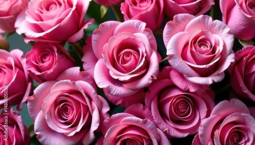 Full, vibrant pink roses create a dense top border , decoration, rose flower, floral border