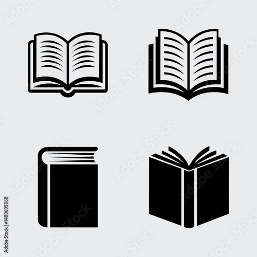 Vector set of decorative book silhouettes.